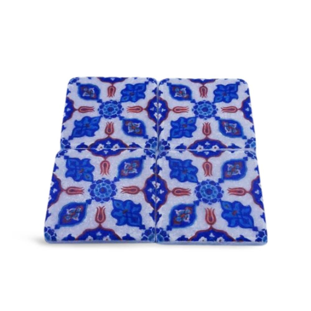 Osmanlı Motifli Doğal Mermer Bardak Altlığı